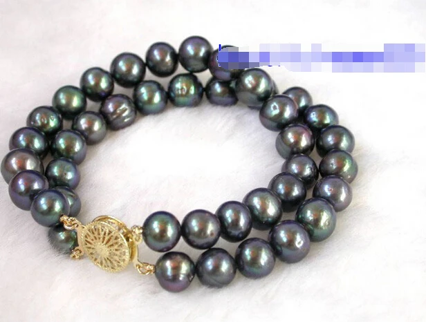 &gt&gt&gt&gtN583 LUSTER 8'' 2strands 10mm round black pearls bracele | Украшения и аксессуары