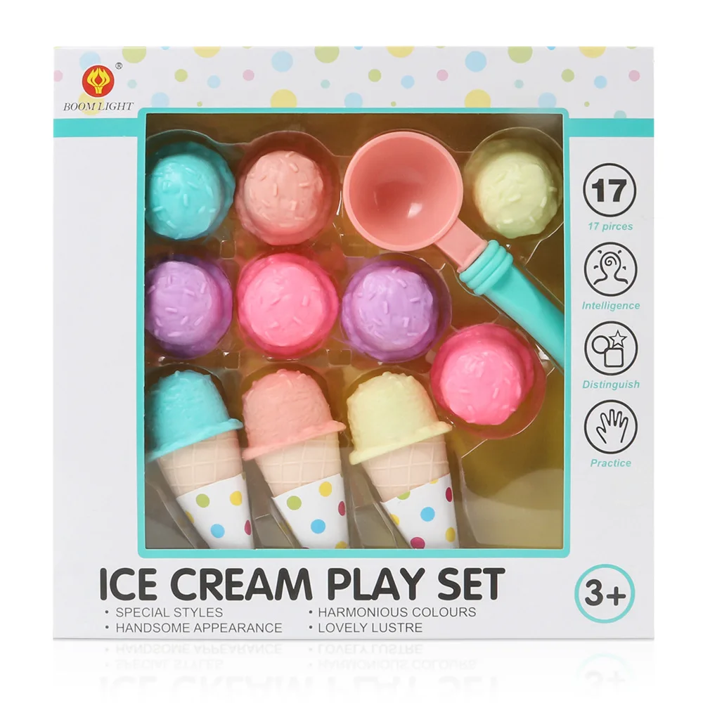 17PCS Kids Ice Cream Stack Up Play Educational Toys Baby Simulation Food Toy Baby Girls Boys Children Pretend Play Lovely Gift