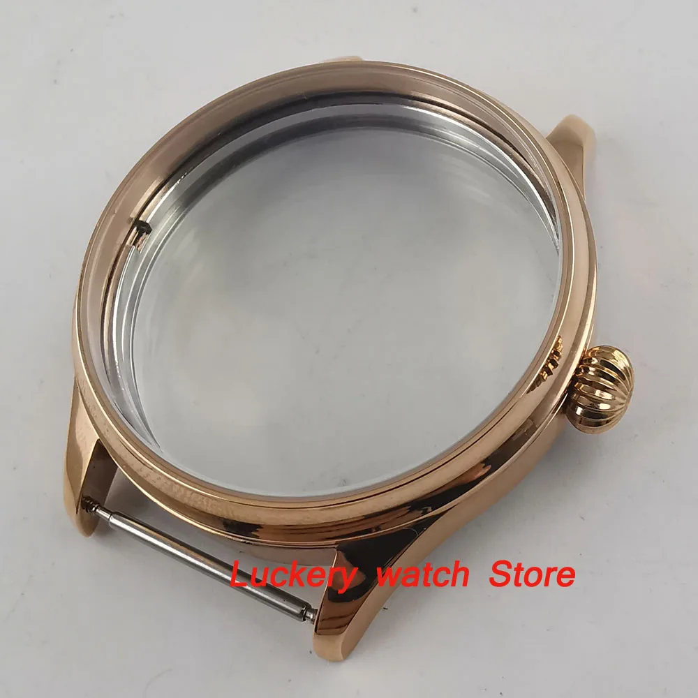

44mm PVD gold coated stainless steel Watch Case fit 6497 6498 EAT movement-BK35
