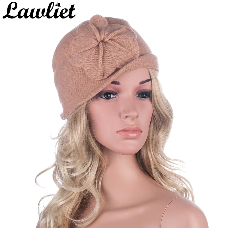 

A289 Womens GATSBY 20s Vintage Winter Wool Cap Beret Beanie Bucket Floral Hat
