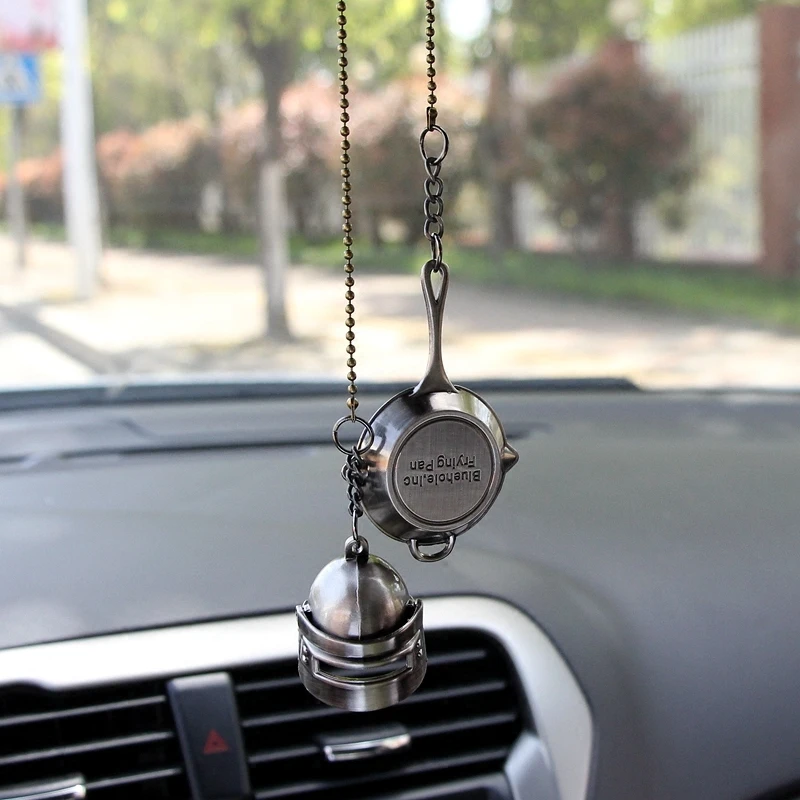 

Car Pendant Metal Pans Weapon For PUBG Playerunknowns Battlegrounds Hanging Car Rearview Mirror Ornament Auto Decoration Trims
