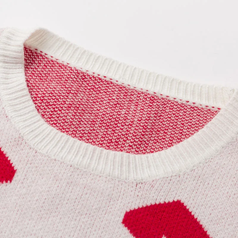 Элегантный Зимний пуловер, свитера для женщин, вязаные свитера с сердечками, Женский Повседневный свитер, джемпер, трикотаж