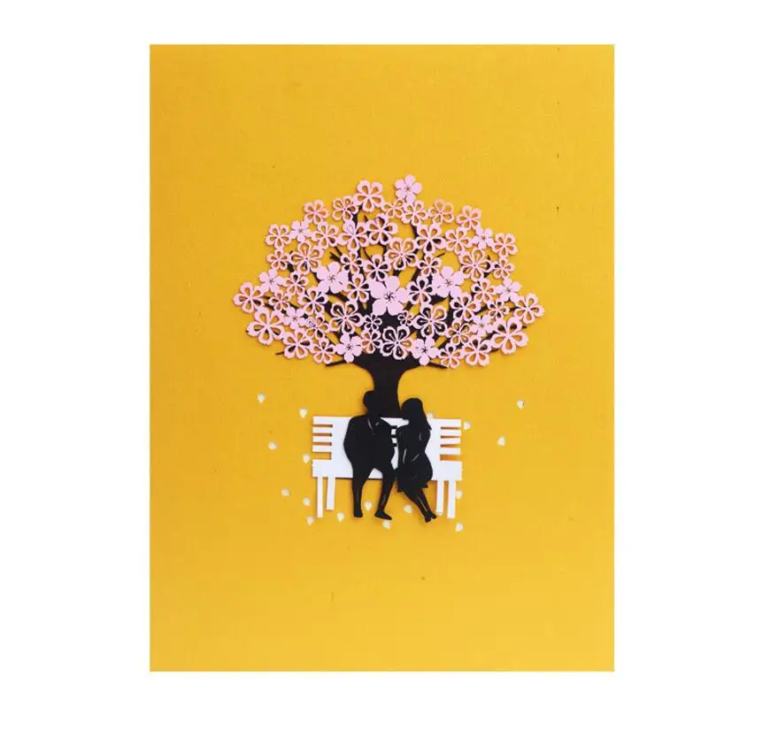  10pcs Cherry Blossoms Lover Handmade Kirigami Origami 3D Pop UP Greeting Cards Invitation card For  - 32866607606