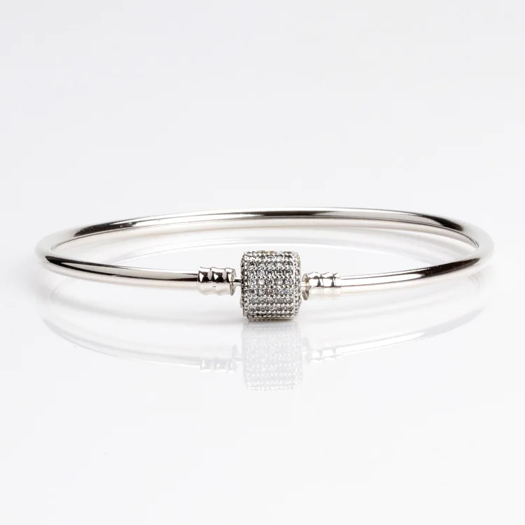 

Full Crystal Round Diy Fashion Basic Bracelets Charms European 925 Sterling Silver Snake Chain Bracelets For Women Beads DPB096
