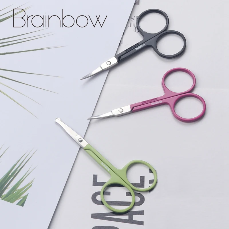 

Brainbow 1pc Stainless Steel Makeup Scissor Eyebrow Eyelashes Nose Hair Trim Scissor Sharp Curved Round Small Eyebrow Scissor