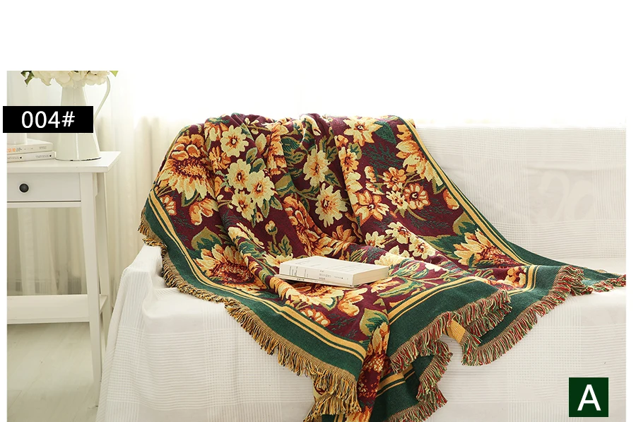 IBANO Хлопковое одеяло, покрывало для дивана, 130x180 см, винтажное хризантемы, Тканое покрывало для домашнего декоративного пола
