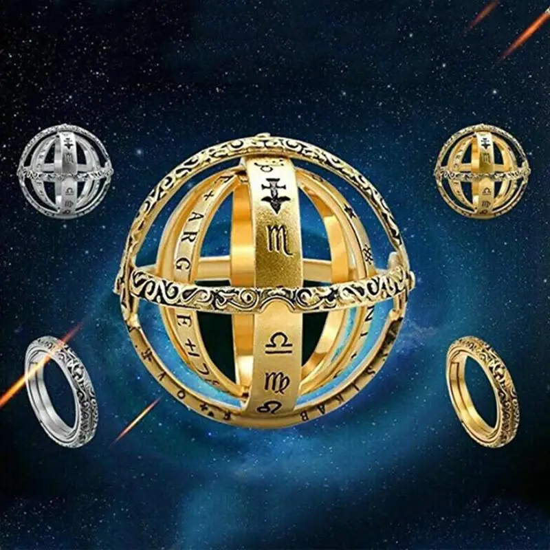 

16th Century Astronomical Sphere Ball Ring Cosmic Finger Rings Couple Lover Open and Merge Ring Unfolds into Astronomical Sphere