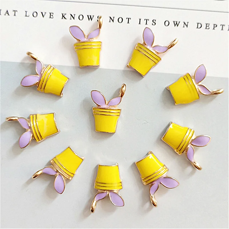 

10 pcs/bag Plant Potted Flower Enamel Charms Oil Drop Flower Pot Metal Charms Pendant Hair Bracelet Jewelry DIY Accessory YZ522