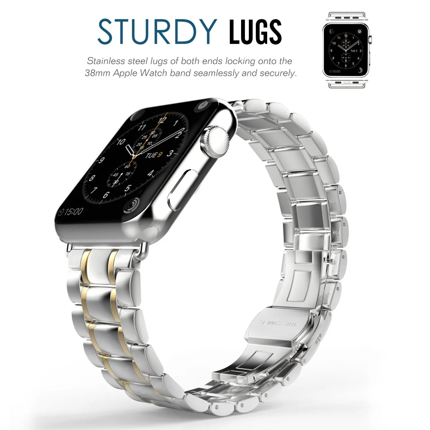 Роскошная бабочка ремешок для Apple Watch 38 мм 42 мм группа Нержавеющая сталь ремень золотой ободок для iwatch Группа Series1 2 3 ремень Ремешки для
