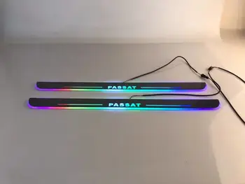 

WOOBEST led moving door scuff dynamic welcome light sill with colors changing flat plate strips for Volkswagen Passat b6 b7 b8