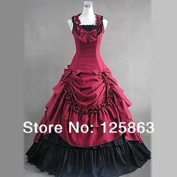 

Whosale Halloween costumes Elegant Sleeveless Floor-length Red Cotton Aristocrat Lolita Dress