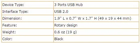 Мини 3 порта USB 2,0 вращающийся концентратор адаптер для ПК настольный ноутбук расширение