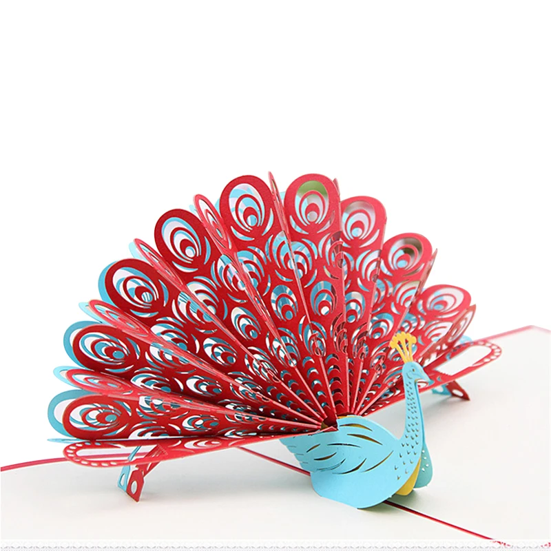  New 2018 Popup Greeting Cards Creative 3D Peacock Invitation Popup Card Popup Gift Card Handmade Po - 32901623225