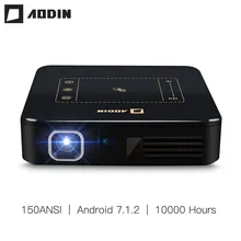 AODIN Android 7.1 Mini Pocket Projector D13 4K Smart TouchPad Pico DLP Portable LED WIFI Bluetooth 8000mAh Battery Home Theater