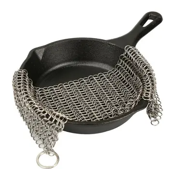 

Cast Iron Cleaner Stainless Steel Chainmail Kitchen Tools Pan Scrubber Anti-rust
