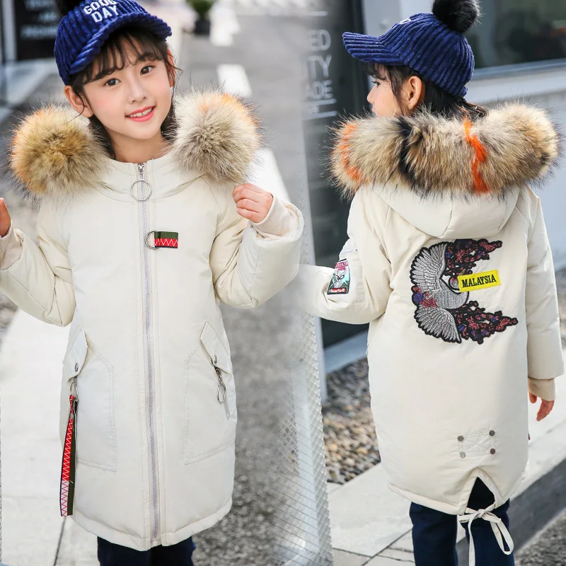 

2018 New Children's Down Jacket Girls Warm Hooded Long Down Coats Winter Thick Windproof Duck Down Jacket For Kids KS108