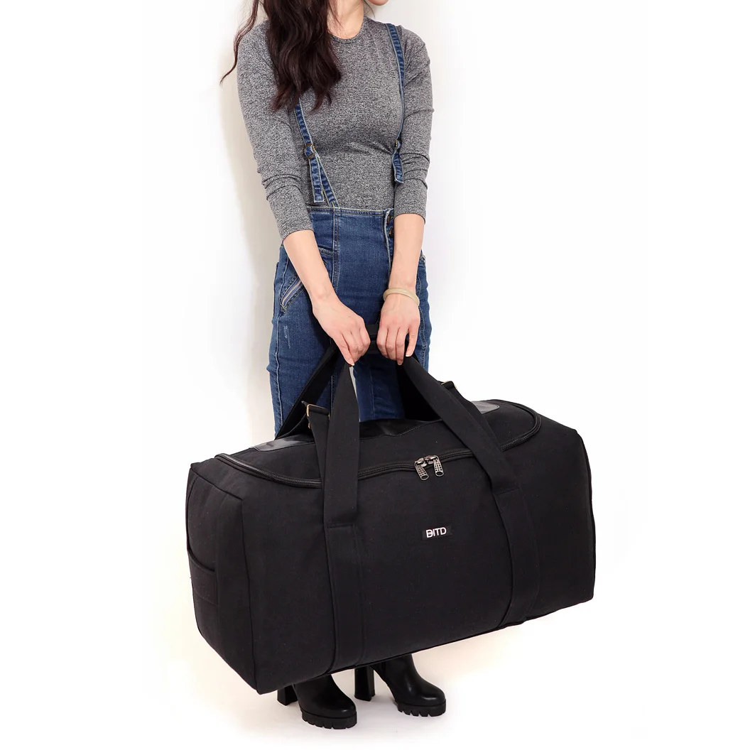 Новое поступление, мужские дорожные сумки, большая вместительность, Женский багаж, дорожная сумка для путешествий, Брезентовая большая сумка для путешествий, складная сумка для путешествий, водонепроницаемая - Цвет: Черный