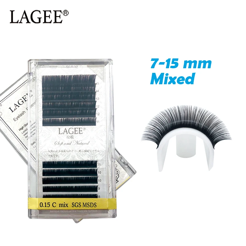 

LAGEE 7-15mm Mix Tray Premium Synthetic Mink Lash Natural Long Individual Soft False Eyelash Extension Makeup cilios