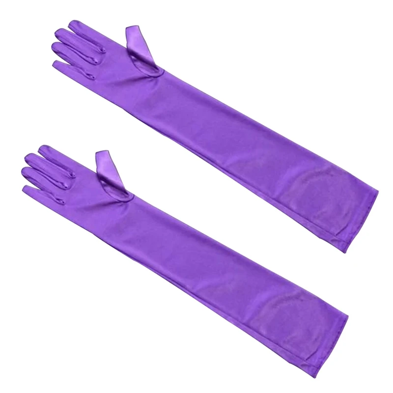 

Thin Satin Satin Cosplay Etiquette Gloves Halloween Sexy Dinner Show WeddingGloves Long Solid Color Stretch
