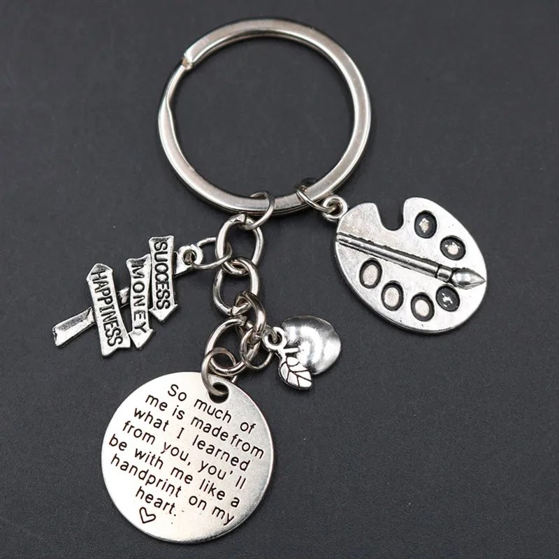 

1pc Is You Let Me Depicts A Successful And Happy Future Drawing Board & Apple DIY Metal Keychain - Tribute Painting Teacher