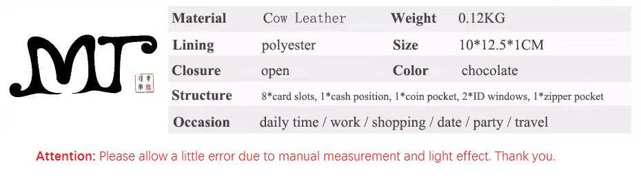 MJ Genuine Leather Men's Short Wallet Retro Bi-Fold Leather Wallet Card Holder Male Purse Coin Pocket ID Window Photo Position (30)