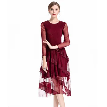 

Women Lace New Dress Pleated Lady elegant Dress