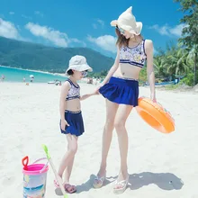 Семейные Комплекты Купальники Бикини Лето Biquini Infantil одежда для мамы и меня мать дочь купальник для девочек Купальники