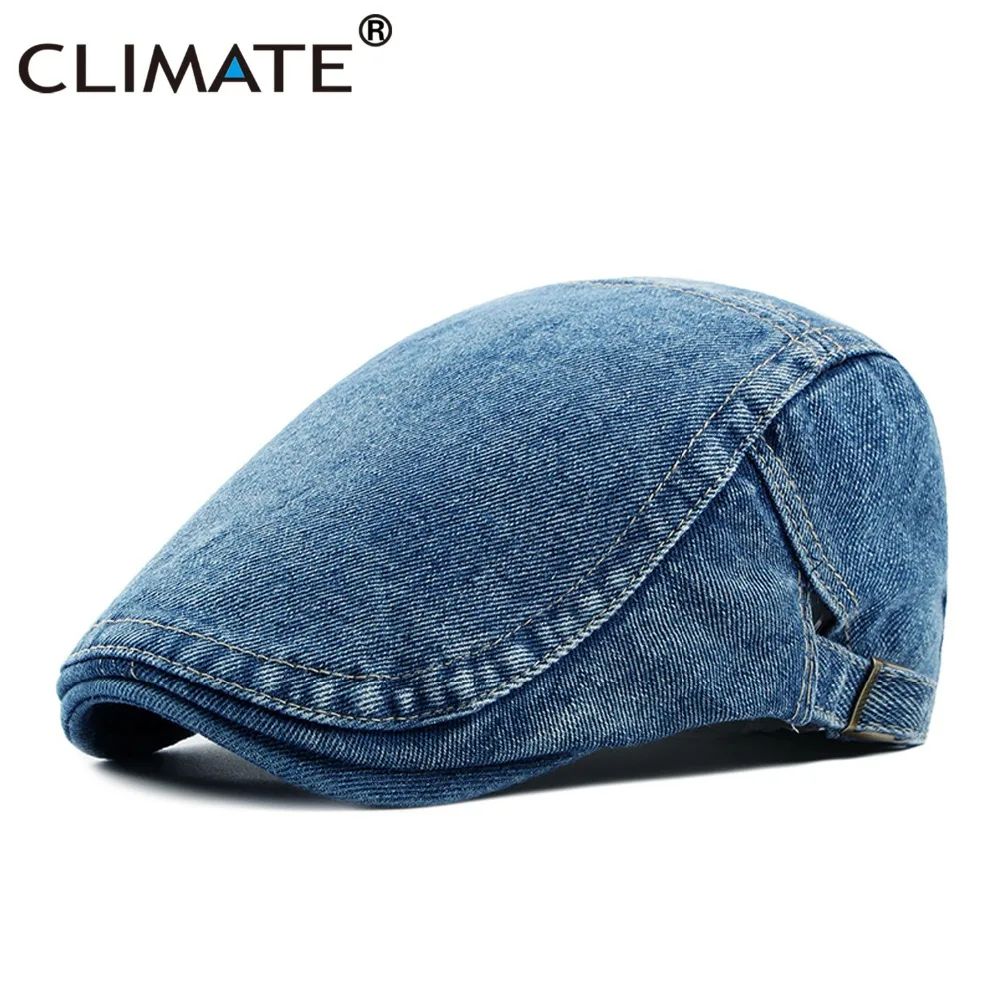 CLIMATE Women Men Denim Flat Berets Caps New Spring Autumn Adult Unisex