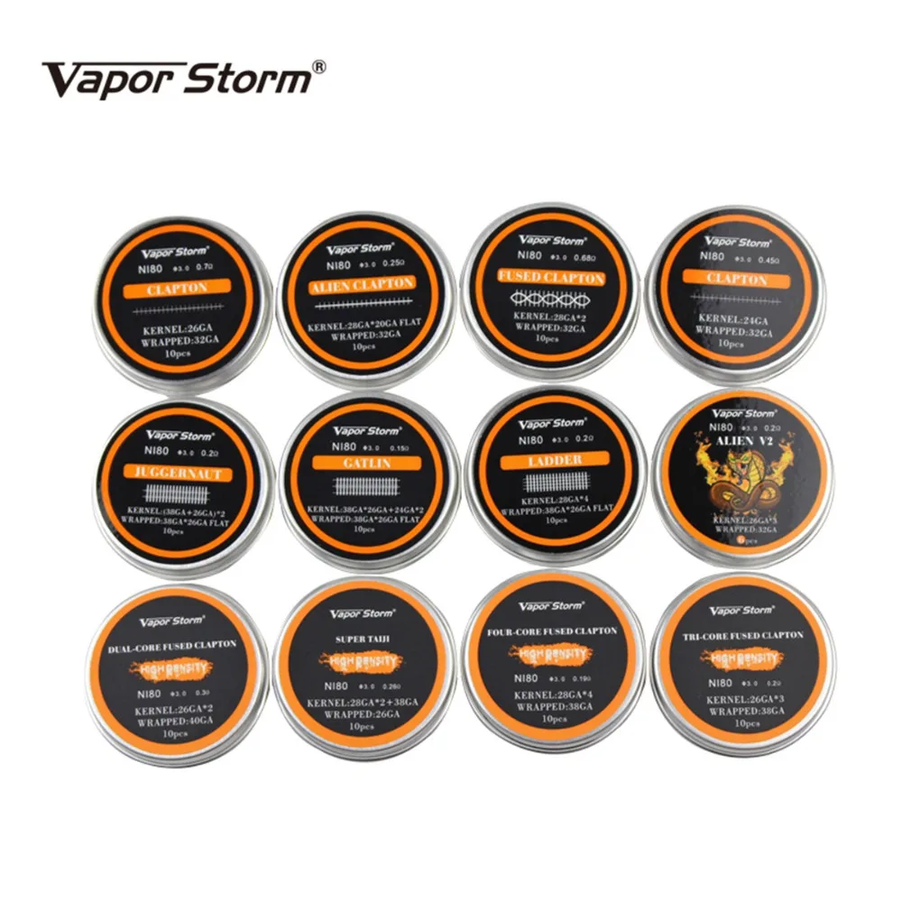 Vapor Storm NI80 нихромовая Катушка высокой плотности Alien V2.0 Juggernaut Предварительно Построенная RDA нагревательная катушка электронная Сигарета RDA RBA RDTA