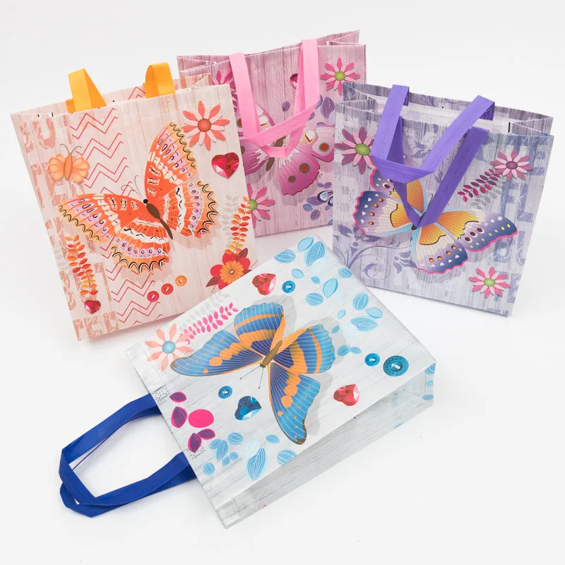 Новая модная женская сумка-тоут с рисунком бабочки из нетканого материала, зеленая и прочная сумка-тоут