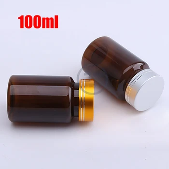 

100pcs 100ml TOP PET Bottle,Capsules/Pills/Vitamins Bottles, Plastic Medicine Bottles- Translucent Brown Color with Screw Lids