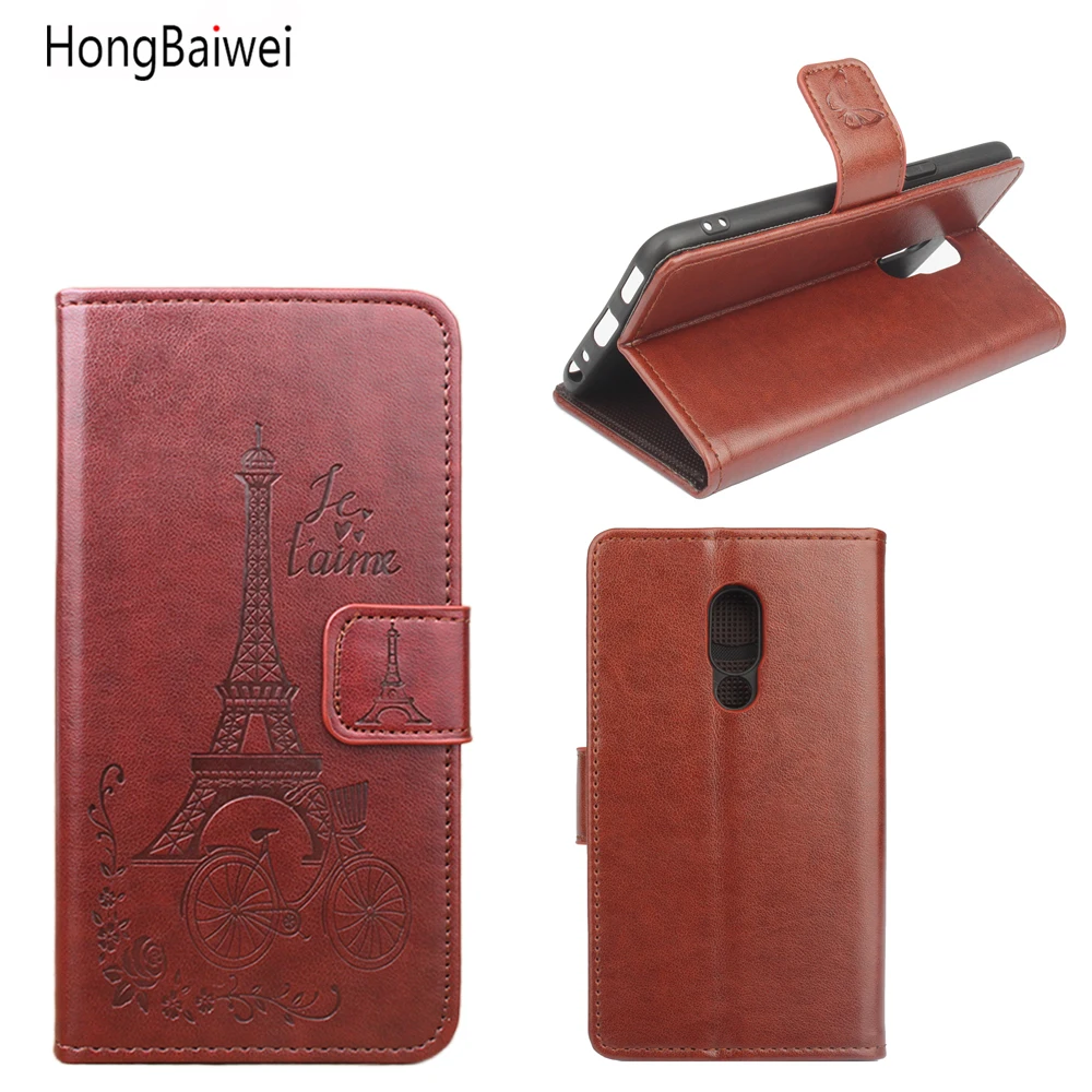 

HongBaiwei for 5.46 inch Meizu 15 Case Wallet Style Fashion Embossed Flip Leather Case Cover for Meizu 15 With Stand Function