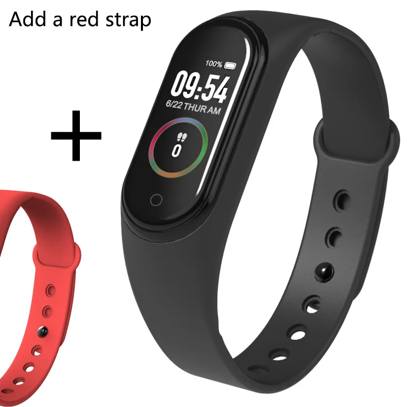 Smart Bracelet IP67 Waterproof Fitness Tracker Band Blood Pressure Heart Rate Monito Sleep monitoring Smart Wristband - Цвет: M4C add red strap