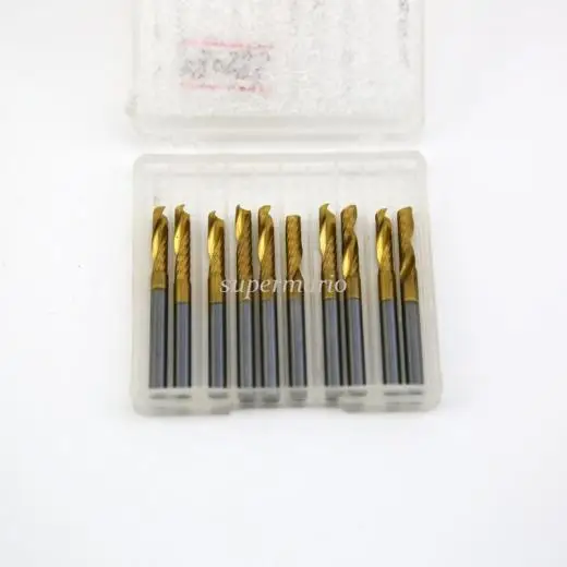 

Sale 10x 1/8" Titanium Nitride Coated Carbide CNC Router Bits Single Flute Tools One Flute engraving bits 12mm (1Lx3.12Tix10-US)
