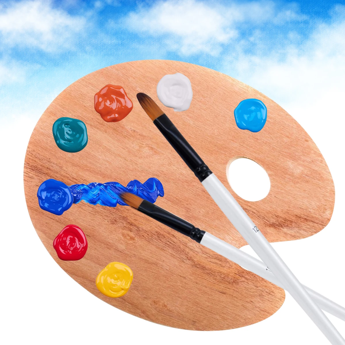 12PCS Artist Paint Brushes Set Acrylic Oil Watercolor Painting Oblate/Oblique Nylon Hair Brush Wood Handle School Art Supplies