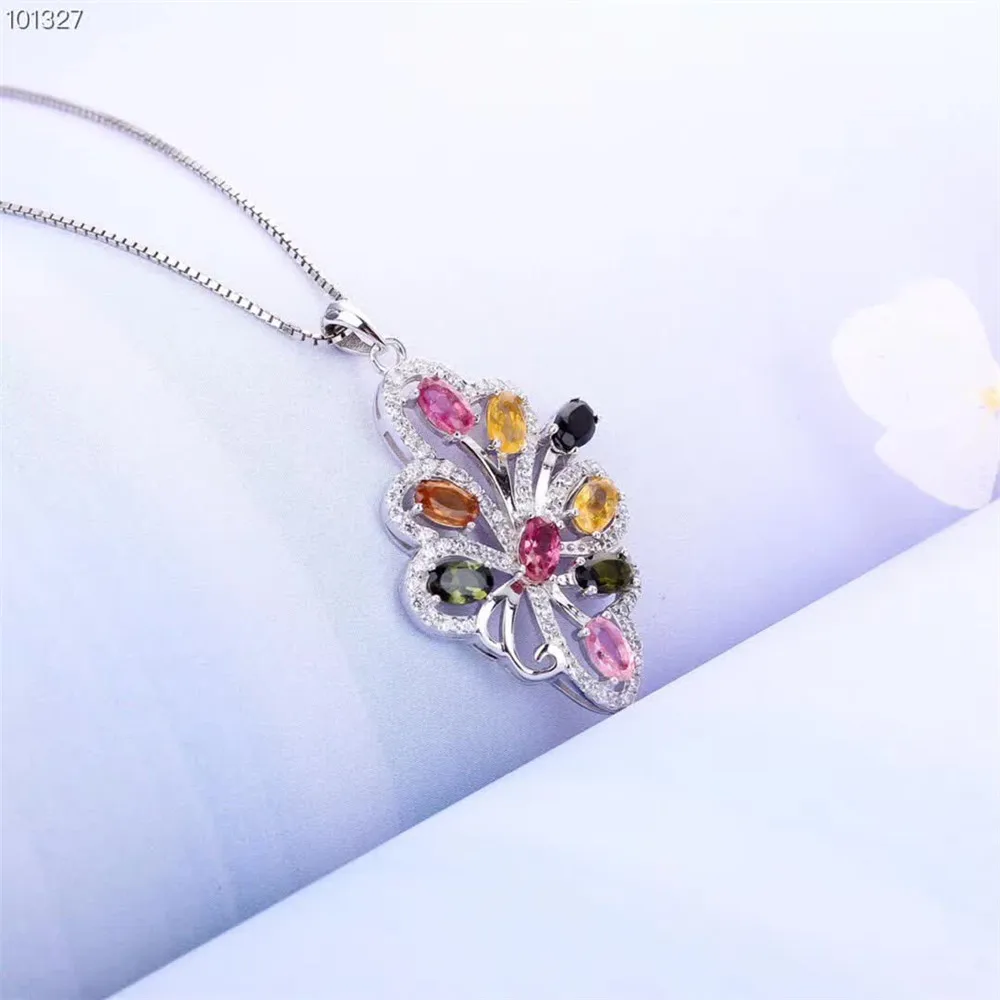 Usine de bijoux en pierres précieuses à la mode unique-conçu 925 argent tourmaline naturelle collie