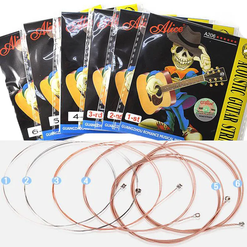 6Pcs/Set Acoustic Guitar Strings Nickel Plated Steel Guitar String 1 6