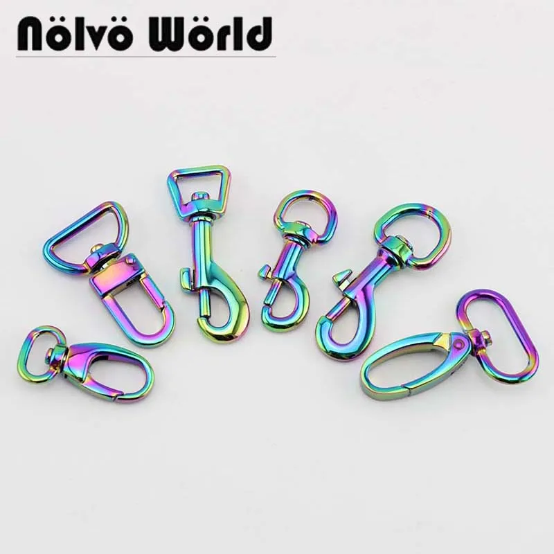 

10-50pcs, 7 Hot Selling Styles Iridescent Rainbow trigger snap hook,swivel hooks hardware hook for sewing