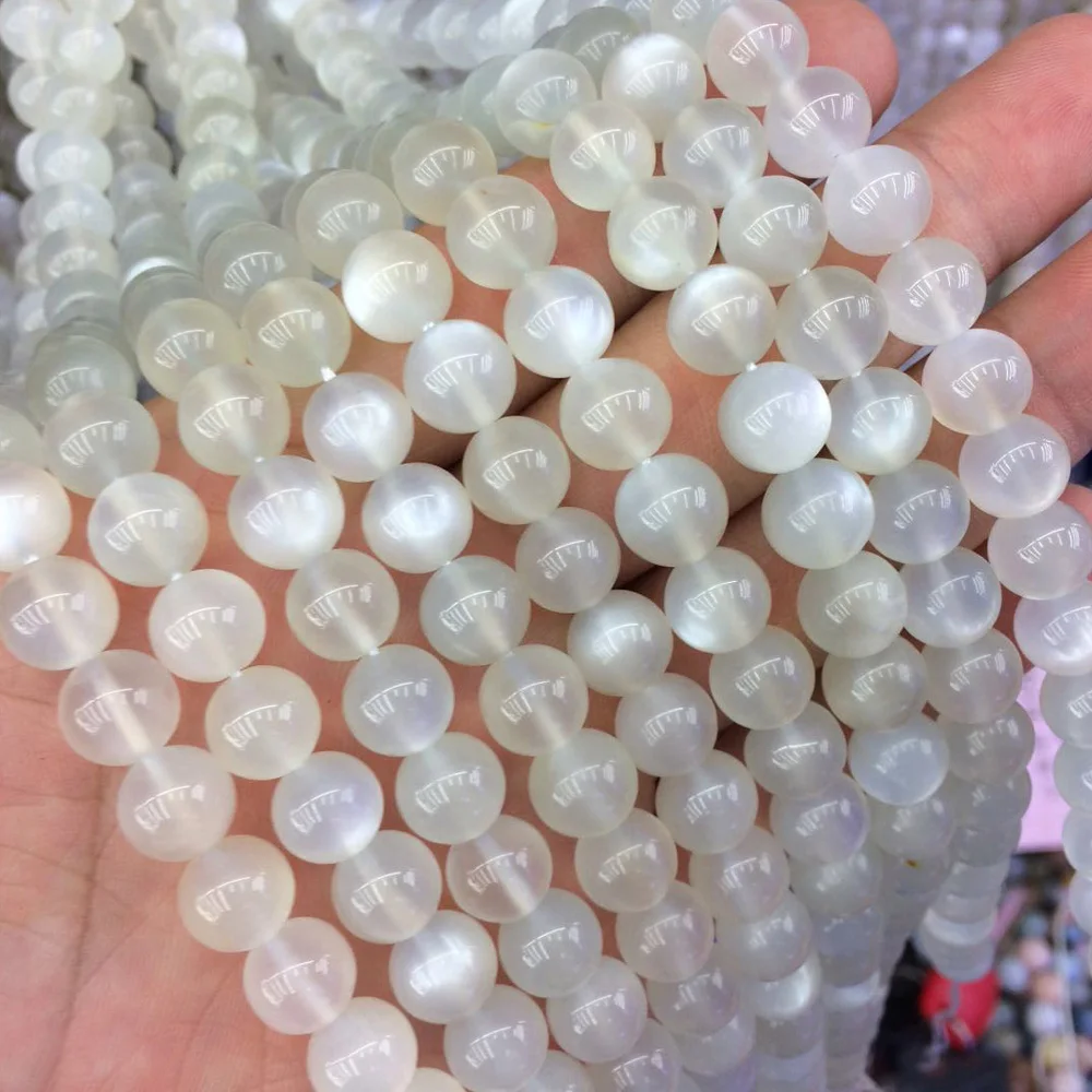 natural white moonstone beads natural gemstone beads DIY loose beads for jewely making strand 15 wholesale ! 