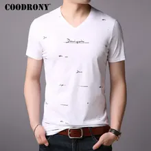 COODRONY, Мужская футболка с коротким рукавом, летняя уличная одежда, повседневные мужские футболки, брендовая футболка, Мужская хлопковая футболка с v-образным вырезом, Homme S95005