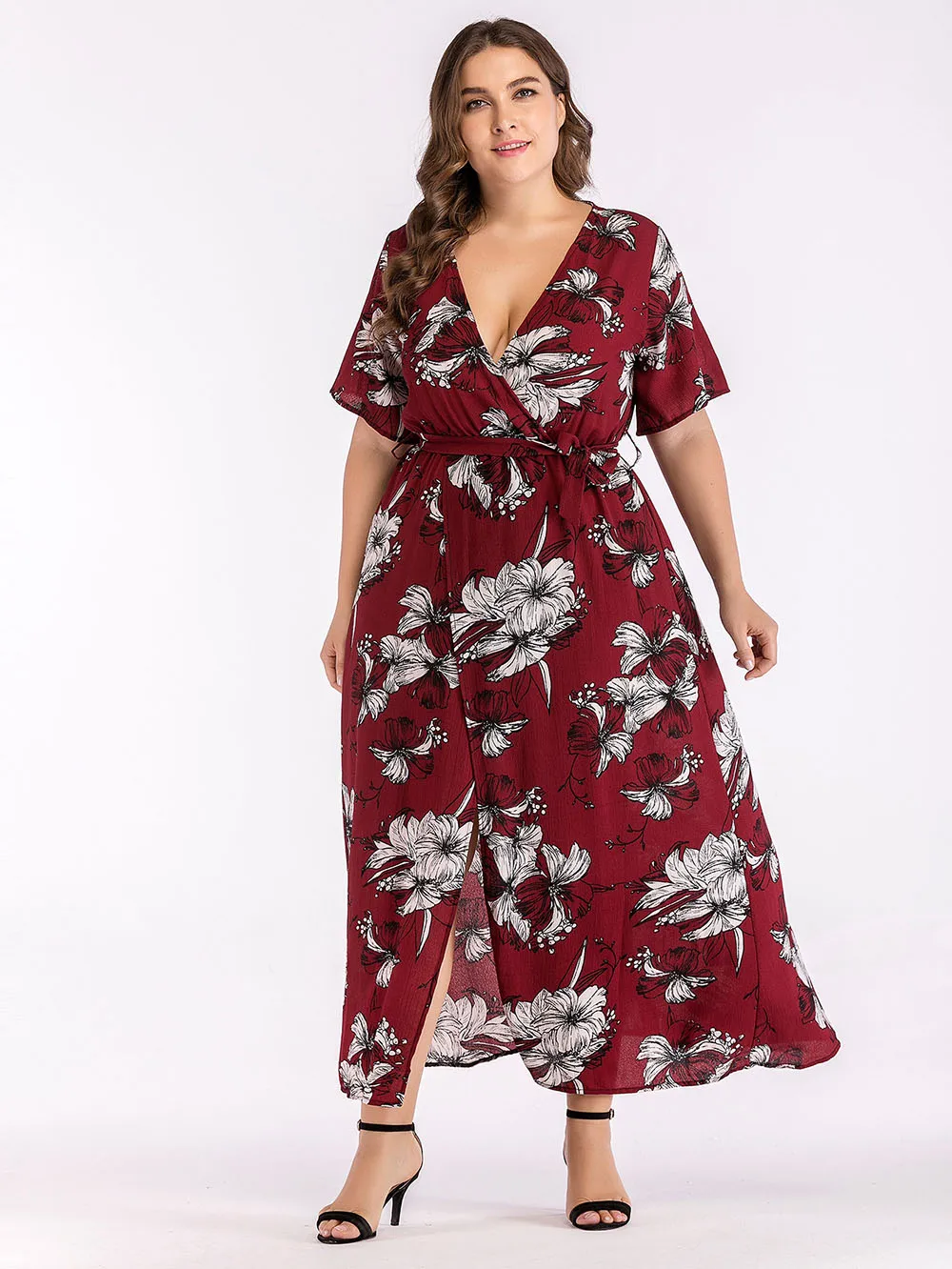 V neck a line dress plus size clothing V neck a line dress plus size clothing