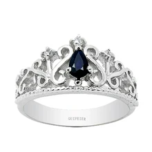 Promoción 2017 nuevo Corte de ley 925 anillo de plata de la Gota de Agua natural bule sapphire princess crown anillo para la muchacha brithday regalo
