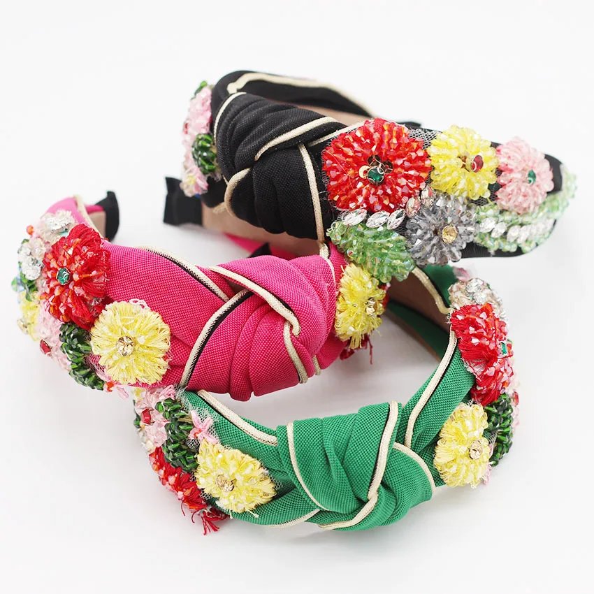 

New handmade rice beads headband bohemian fashion flowers winding personality prom cocktail headband 951