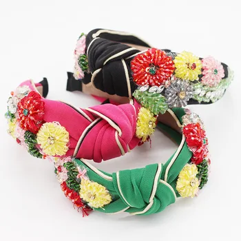 

New handmade rice beads headband bohemian fashion flowers winding personality prom cocktail headband 951