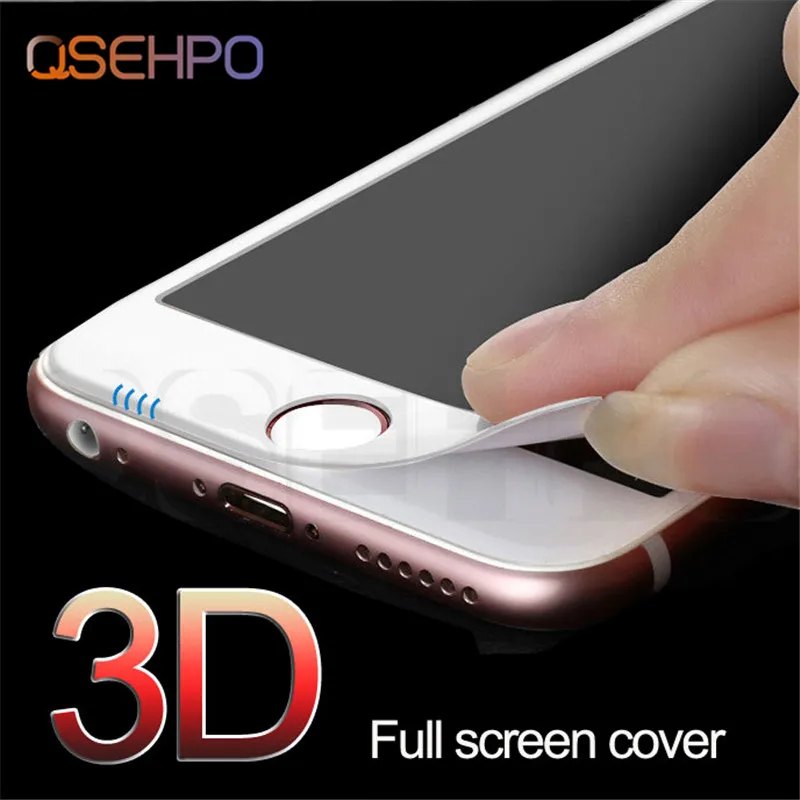 3D полное покрытие из закаленного стекла для iphone 6, 6 S, 7, 8 Plus, Защита экрана для iphone X, XR, XS Max, мягкое покрытие края, стеклянная пленка