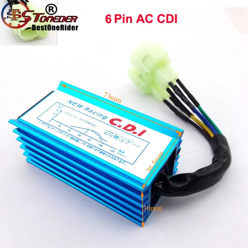 STONEDER Blue Racing 6 Pin AC cdi-зажигание коробка для GY6 двигателя 50cc 90cc 110cc 125cc 150cc китайский Мопед Скутер ATV квадроцикл багги