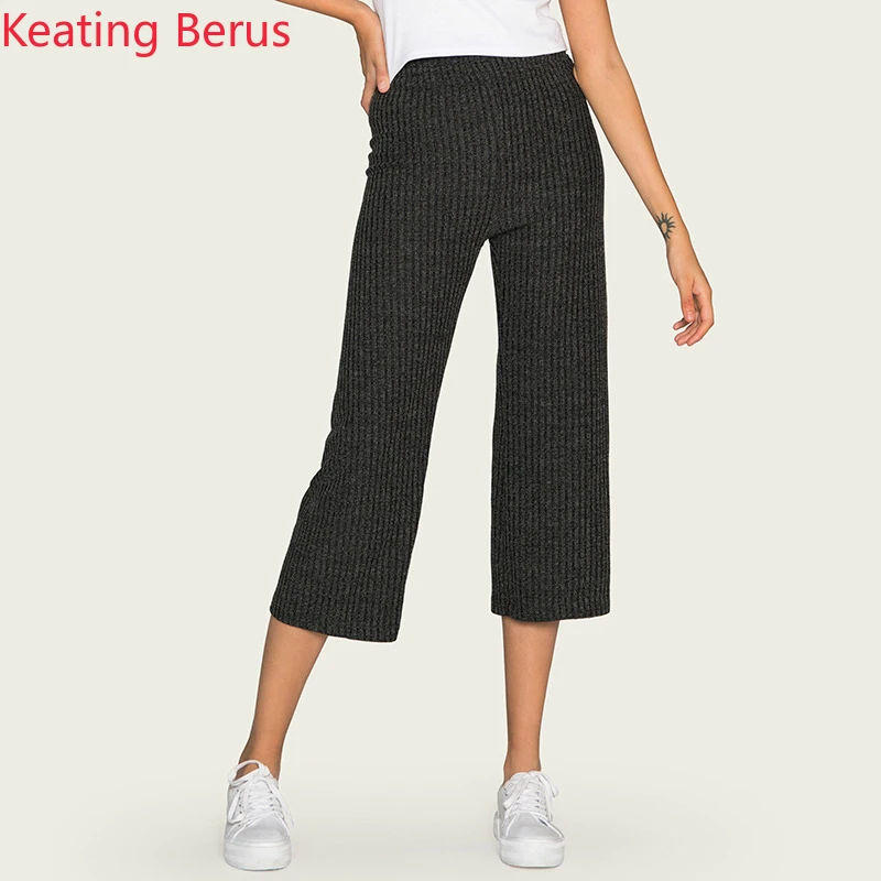 

Women's Pants Autumn and Winter Loose Knit Casual Women's Nine Pants Straight Black Sports Jogging Pants 1045