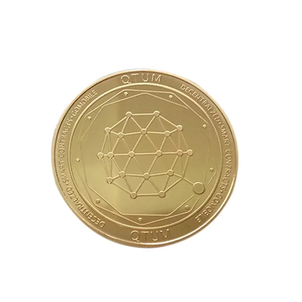 

1pcs Quantum Coins Gold Color Plated QTUM Virtual Currency Commemorative Coins Collection Dia 38mm Drop Shipping