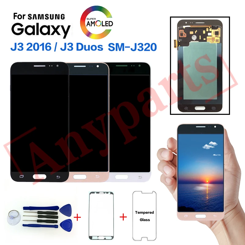 AMOLED для samsung J3 SM-J320F дисплей ЖК-экран Замена для samsung SM-J320G J320M J320FN дисплей ЖК-экран модуль