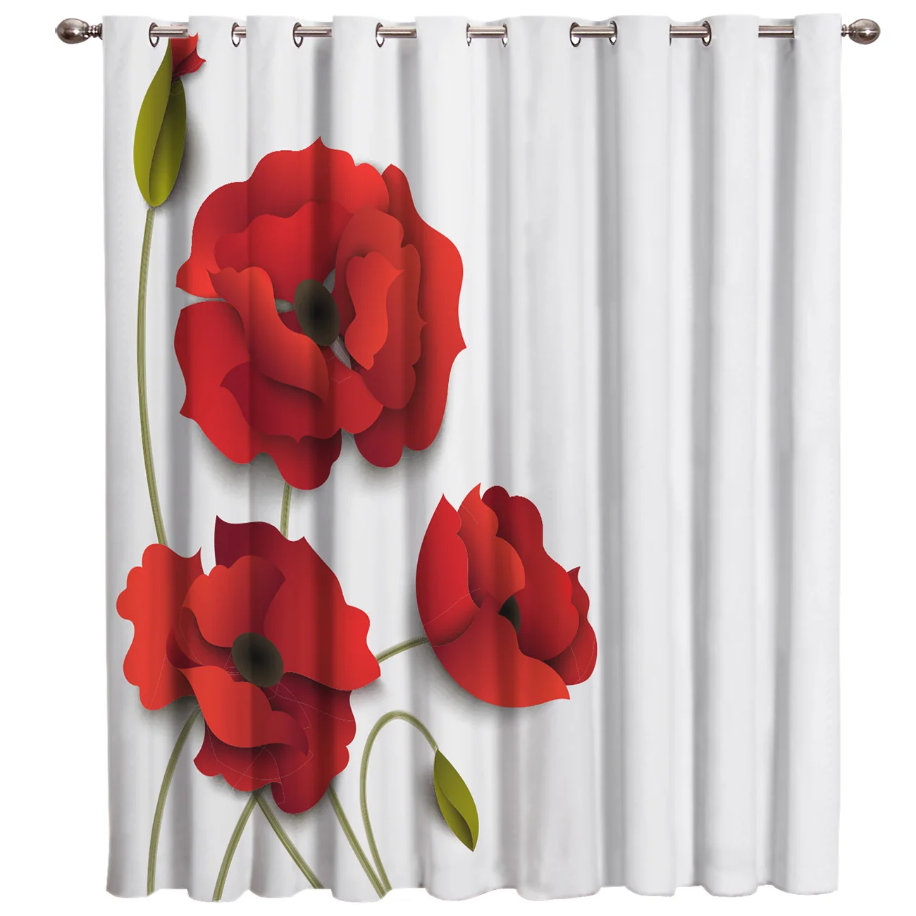 Red Poppy Flower Window Curtains Dark Living Room Bathroom Decor Red Poppy Flower Window Curtains Dark